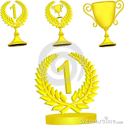 Set of gold trophy Vector Illustration