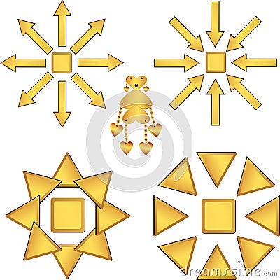 Set of gold vector drawings Vector Illustration