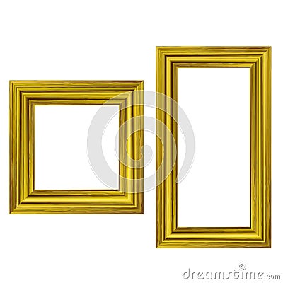 Set of Gold Wooden Frames Stock Photo