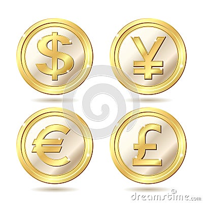 Set of golden coin Vector Illustration