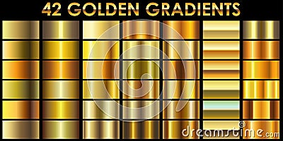 Set of 42 golden color gradients Vector Illustration