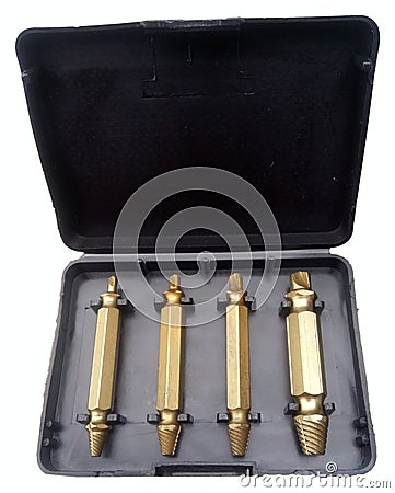 set of Golden extractors in a box Stock Photo