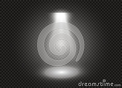 Set of golden glowing lights effects isolated on transparent background. Sun flash with rays and spotlight. Glow light Vector Illustration