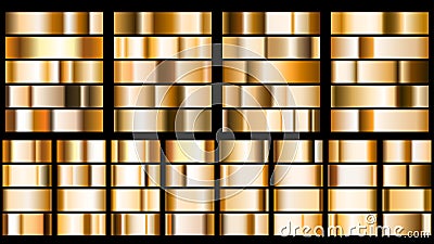 Set of golden metal gradients Vector Illustration
