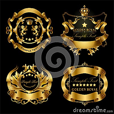 set of golden royal stickers or emblems Stock Photo