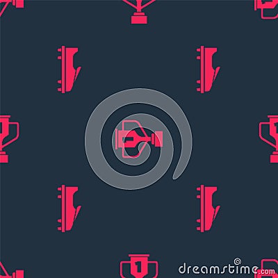 Set Golf shoe and Award cup with golf on seamless pattern. Vector Vector Illustration