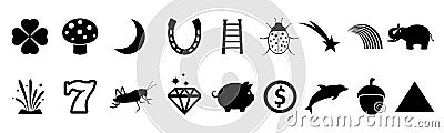 Set of good luck signs of different nations of the world, lacky icons, success signs â€“ vector Stock Photo