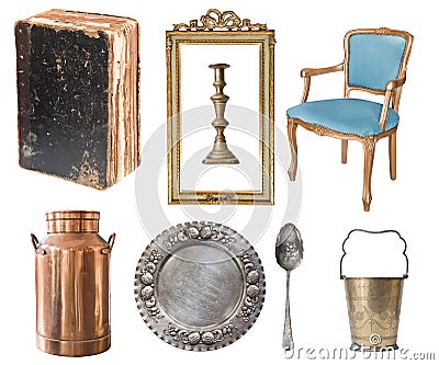 Set of gorgeous old vintage items Stock Photo