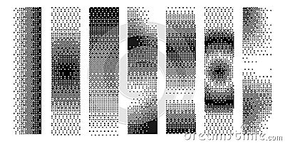 Set of gradient bitmap pixel stroke on white background. Y2K aesthetics texture. Gradient textured background Vector Illustration
