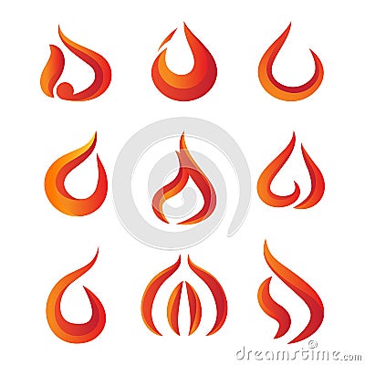 Set of gradient fire logo Vector Illustration