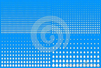 Set of gradient halftone drip dots background. Water halftone drops texture. Tear backdrop. Vector drips aqua pattern. Vector Illustration