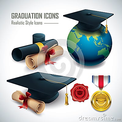 A set of graduation icons.. Vector illustration decorative background design Cartoon Illustration