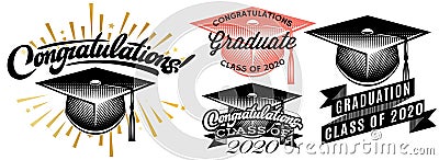 Set of Graduation vector Class of 2020. Congrats grad Congratulations Graduate Vector Illustration