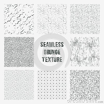 Set of grange seamless patterns. Simple vector scratch textures Vector Illustration
