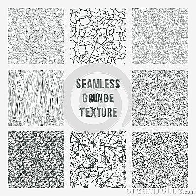 Set of grange seamless patterns. Simple vector scratch textures Vector Illustration