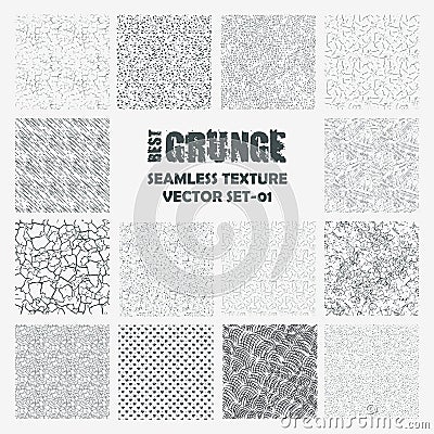 Set of grange seamless patterns. Simple vector scratch textures Vector Illustration