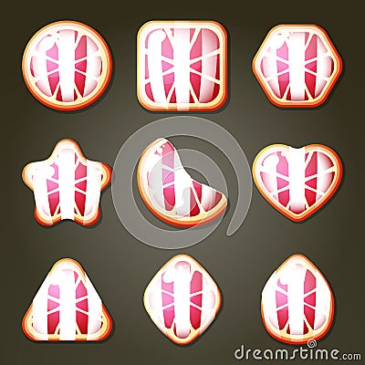 Set of Grapefruit Candies Vector Illustration