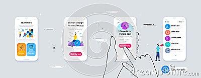 Set of Graph chart, Delete user and Ole chant line icons. For design. Vector Vector Illustration