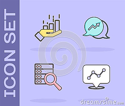 Set Graph chart infographic, Financial growth, Server and icon. Vector Vector Illustration