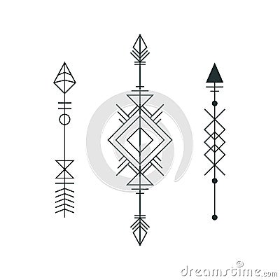 Set of graphic arrows for tattoo design Vector Illustration
