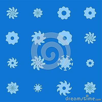 Set of graphic floral or snowflakes elements. Vector Illustration