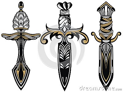 Black and white knifes isolated on white background .Vector Illustration Vector Illustration