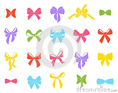 Set of graphical decorative bows. Vector Illustration