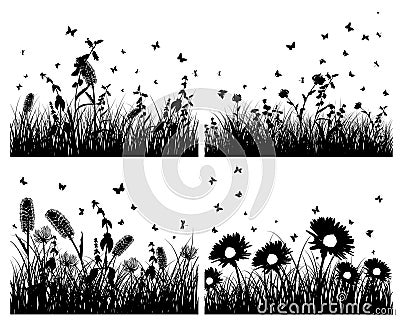 Set of grass silhouettes Vector Illustration