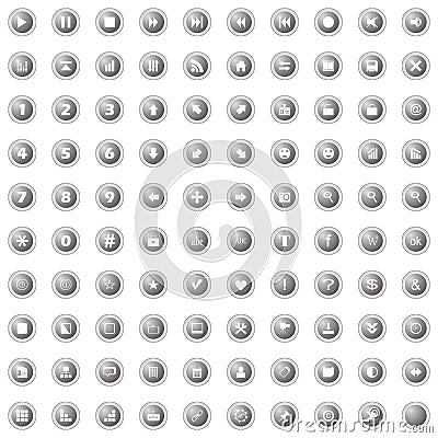 Set of gray buttons Vector Illustration