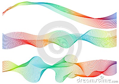 Set great rainbow waves colorful gradient line, vector illustration Vector Illustration