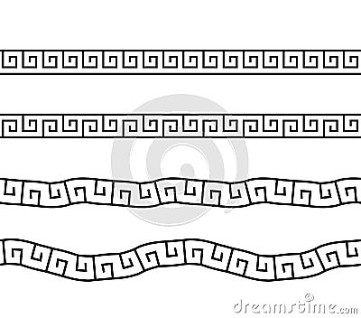 Set greek pattern. Greece border. Seamless meander ornament. collection geometric square greek patterns. Ancient line. Design prin Vector Illustration