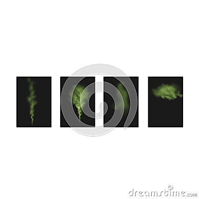 Set of Green bad smell stench , whiff or steaming.Realistic vector bad smell or stink cloud, green vapour Vector Illustration