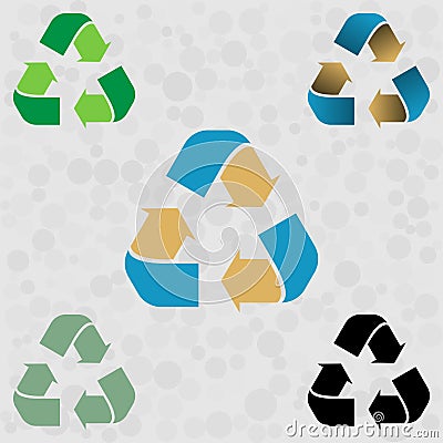 Set of green blue yellow recycle icons arrow. Vector illustration EPS 10. Isolated on white background Vector Illustration