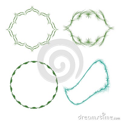 Set of green cute frames for your picture or invitation isolated Vector Illustration