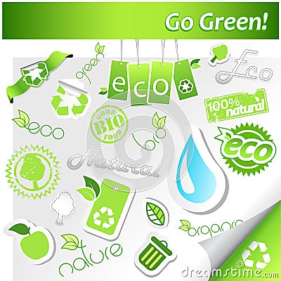 Set of green ecology icons. Vector Illustration