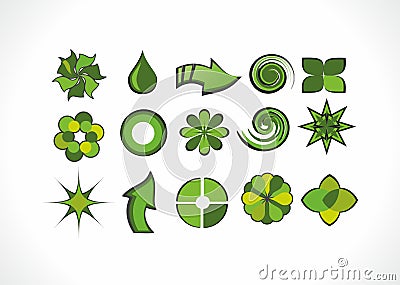 Set of green logo elements Stock Photo