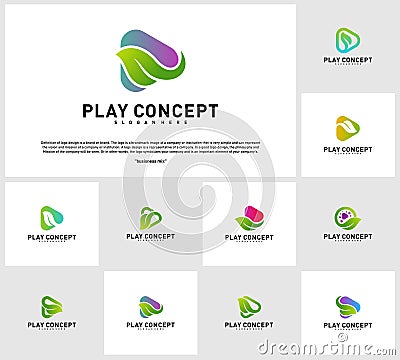 Set of Green Play logo design concept. Nature Play logo vector template. Symbol icon Vector Illustration