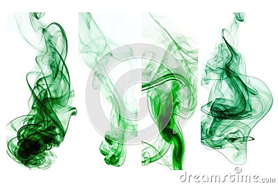 Set Green Smoke On White Background. Generative AI Stock Photo