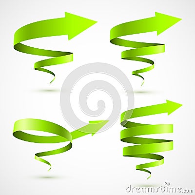 Set of green spiral arrows Vector Illustration
