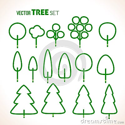 Set of green trees icons Vector Illustration