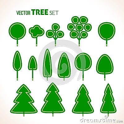 Set of green trees icons Vector Illustration