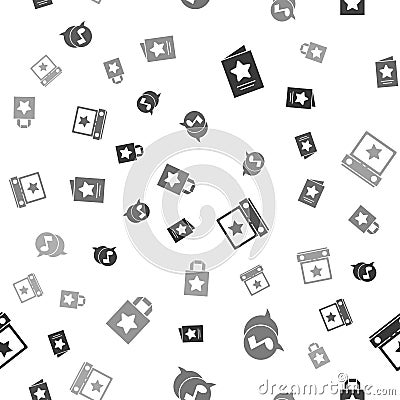 Set Greeting card, Musical note speech bubble, Calendar party and Paper shopping bag on seamless pattern. Vector Vector Illustration