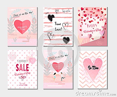 2023 Set of Greeting card, Poster, Flyer, Sale Banner, Voucher, Vector Template Trendy Design with `LOVE` concept, Romance Modern Vector Illustration