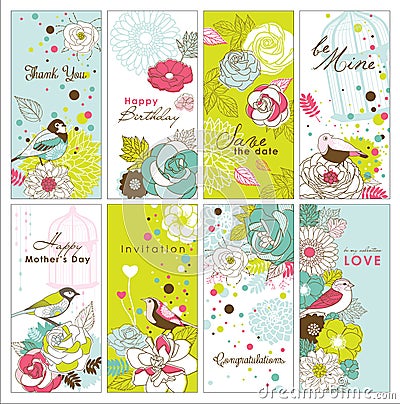 Set of greeting cards Vector Illustration