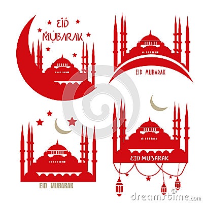 Set of greeting cards Muslim Community: Eid al-Adha Vector Illustration