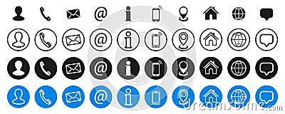 Set grey and blue contact icons - vector Stock Photo