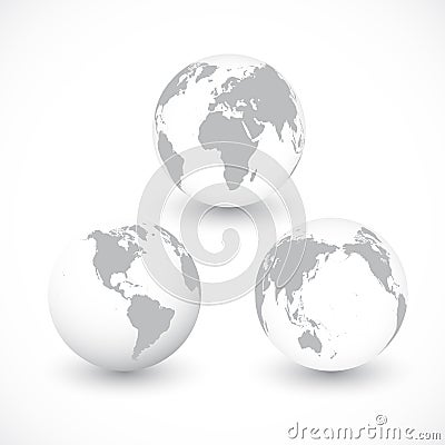 Set Of Grey World Globes ,Illustration Stock Photo