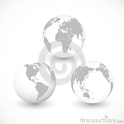 Set Of Grey World Globes vector Illustration Vector Illustration