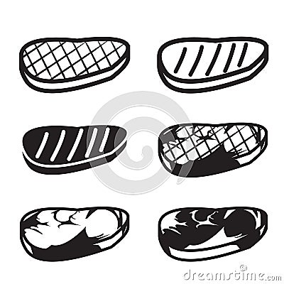 Set of grilled meat vector icon Vector Illustration