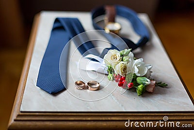 Set groom Butterfly shoes Belts Cufflinks Watches Men`s Accessories Stock Photo